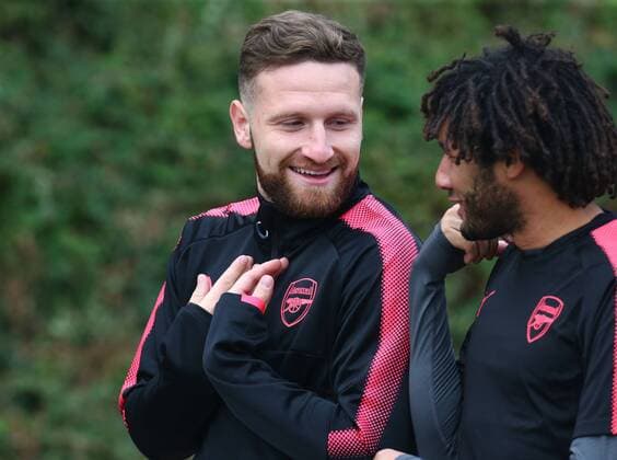 September 27, 2017 - London, England, United Kingdom - Arsenal s Shkodran Mustafi.during a Arsenal training session ahead of the UEFA Europa League Group H match against BATE Borisov at Arsenal training centre , London Colney on 27 Sep 2017 St.Albans, England Arsenal Training  - ZUMAn230 20170927_zaa_n230_044 Copyright: xKieranxGalvinx