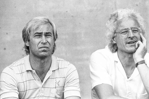 Fußball, Trainerhistorie, Stuttgarter Kickers Aus 2.BL Saison 1985 1986 Eintracht Braunschweig gegen Stuttgarter Kickers 2:0 am 31.08.1985. Im Foto: Trainer Dieter Renner li. von Kicker Stuttgart.