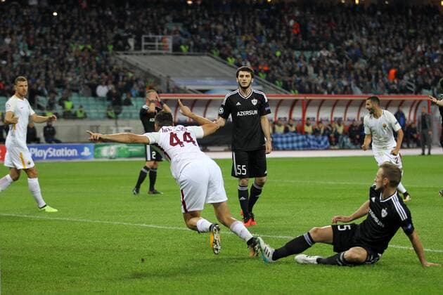 Esultanza gol Kostas Manolas Goal celebration Baku 27-09-2017 Football Champions League 2017 2018 Group C Qarabag - AS Roma Foto Gino Mancini Insidefoto ginoxmancini