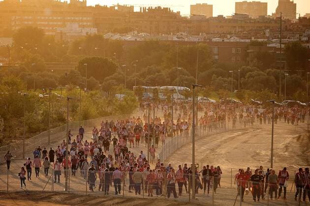 Atletico Madrid v Chelsea UEFA Champions League General view of the exterior of the stadium showing fans arrive on the approach surfaces that have yet to be fully finished pictured ahead of the UEFA Champions League match at the Wanda Metropolitano Stadium, Madrid Content Not Available For UK Newspapers Copyright: xKristianxKanex FIL-10727-0024
