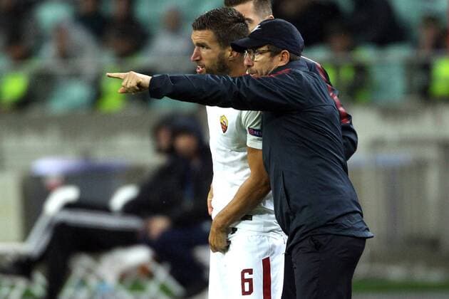 Eusebio Di Francesco, Kevin Strootman Baku 27-09-2017 Football Champions League 2017 2018 Group C Qarabag - AS Roma Foto Gino Mancini Insidefoto ginoxmancini