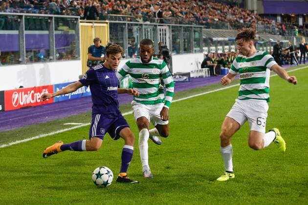Anderlecht s Pieter Gerkens pictured in action during the second game in the group stage (Group B) of the UEFA Champions League competition between Belgian soccer team RSC Anderlecht and Scottish Celtic FC, Wednesday 27 September 2017 in Brussels. BRUNOxFAHY  x05173790x