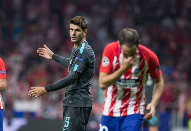 ChelseaÂ s forward Alvaro Morata during the UEFA Champions League group C match between Atletico Madrid and Chelsea played at the Wanda Metropolitano Stadium in Madrid on September 27th 2017  xAlbaxSanchezx xAFP7x xFootball.xAtleticoxMadridxvxChelsea.xUEFAxChampionsxLeaguex2017 x