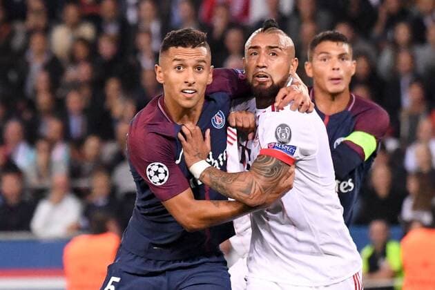 05 MARQUINHOS psg 23 Arturo Vidal bay FOOTBALL Paris SG vs Bayern Munich Ligue des Champions 27 09 2017 AnthonyBIBARD FEP Panoramic 