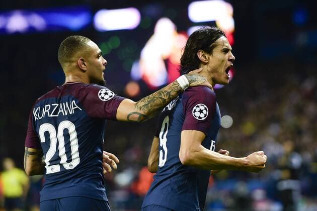 joie des joueurs du PSG apres le but de CAVANI Edinson PSG KURZAWA Layvin PSG FOOTBALL PSG vs Bayern de Munich Ligue des Champions 27 09 2017 JBAutissier Panoramic 