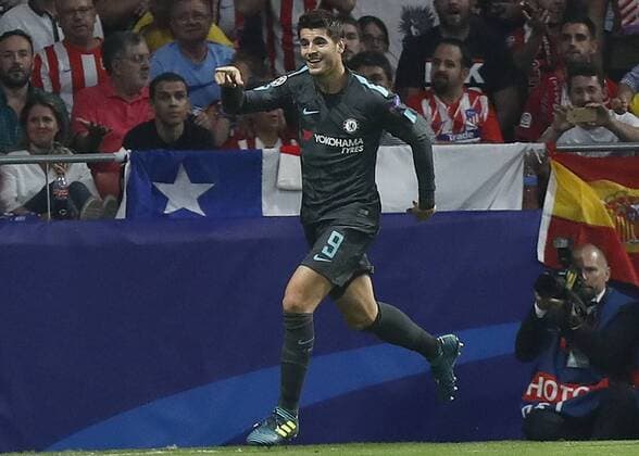 Partido de Liga de Campeones entre el Atletico y el Chelsea en el Wanda Metropolitano. En la imagen, Morata celebra su gol. Champions League match between Atletico and Chelsea. In this picture, Morata celebrates his goal. 