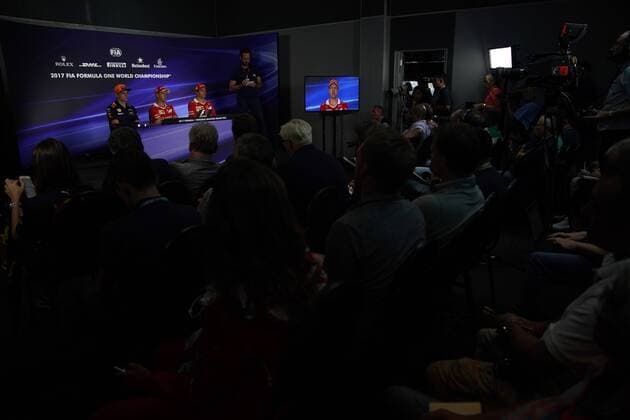28.09.2017 - press conference PK Pressekonferenz Max Verstappen (NED) Red Bull Racing RB13, Sebastian Vettel (GER) Scuderia Ferrari SF70H and Kimi Raikkonen (FIN) Scuderia Ferrari SF70H Malaysian Grand Prix, Sepang 28 September - 1 October 2017 28.09.2017 - Press conference, Max Verstappen (NED) Red Bull Racing RB13, Sebastian Vettel (GER) Scuderia Ferrari SF70H and Kimi Raikkonen (FIN) Scuderia Ferrari SF70H 