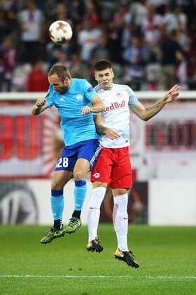 SOCCER - EL, RBS vs Marseille SALZBURG,AUSTRIA,28.SEP.17 - SOCCER - UEFA Europa League, group stage, Red Bull Salzburg vs Olympique Marseille. Image shows Valere Germain (Marseille) and Duje Caleta-Car (RBS). GEPAxpictures xMathiasxMandl