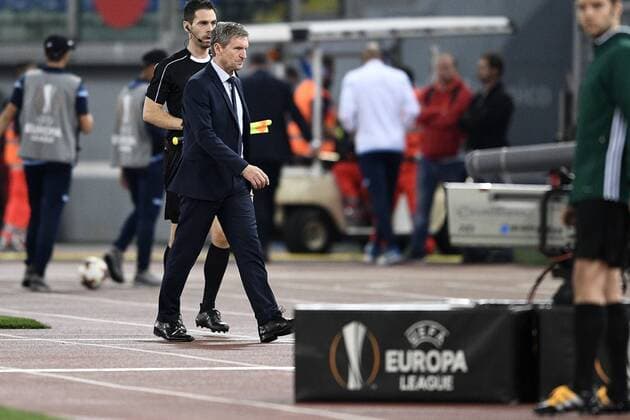 Essevee s head coach Francky Dury pictured during a soccer game between Italian club Societa Sportiva Lazio and Belgian team SV Zulte Waregem, in Roma, Italy, Thursday 28 September 2017, the second game of the group stage (Group K) of the UEFA Europa League competition. YORICKxJANSENS  x05174202x