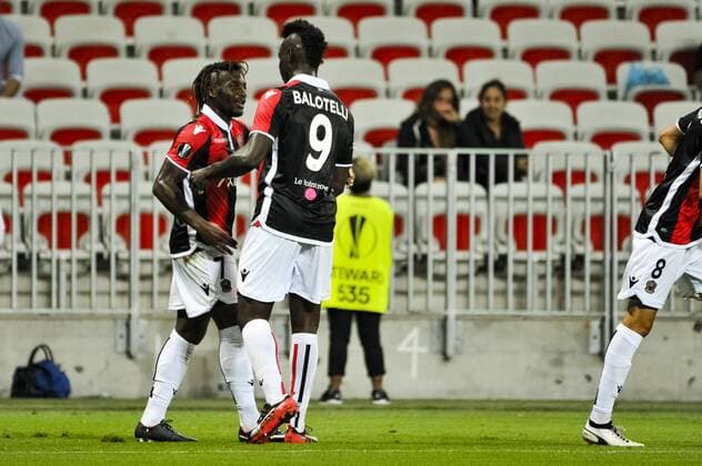 Joie Allan Saint Maximin OGC Nice Mario Balotelli OGC Nice FOOTBALL OGC Nice vs Vitesse Arnhem Ligue Europa 28 09 2017 NorbertScanella Panoramic 