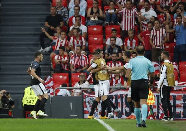 DAVID S BUSTAMANTE 28 09 2017 BILBAO PAIS VASCO Partido de la Jornada 2 de la UEFA Europa League disputado entre el Athletic de Bilbao y el FC Zorya Luhansk en el Estadio San Mames de Bilbao gol y celebracion de Ihor Kharatin  xDAVIDxS.xBUSTAMANTEx xx