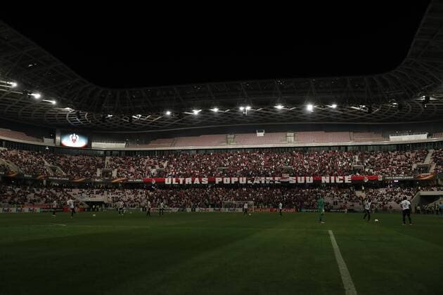 flood lights turn off during the UEFA Europa League group K match match between OGC Nice and Vitesse Arnhem on September 28, 2017 at the Allianz Riviera in Nice, France UEFA Europa League 2017 2018 xVIxVIxImagesx xMauricexvanxSteenxIVx 8879771