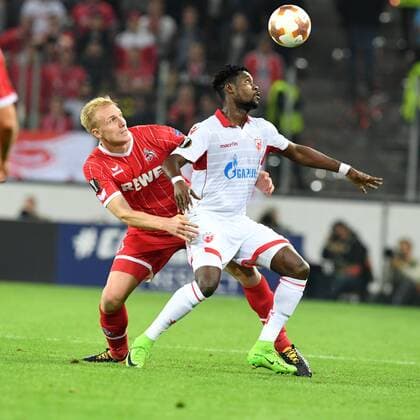 Fussball, UEFA Europaleague, Saison 2017 2018, Spieltag 2, 1.FC koeln vs FK Roter Stern Belgrad, 28.09.2017, Rheinenergiestadion Koeln, Frederik Sorensen,1.FC koeln,richmond boakye, RS belgrad,