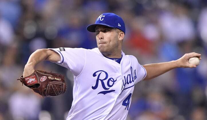 September 28, 2017 - Kansas City, MO, USA - Kansas City Royals starting pitcher Danny Duffy throws in the first inning against the Detroit Tigers at Kauffman Stadium in Kansas City, Mo., on Thursday, Sept. 28, 2017. Detroit at Kansas City - ZUMAm67_ 20170928_zaf_m67_026 Copyright: xJohnxSleezerx