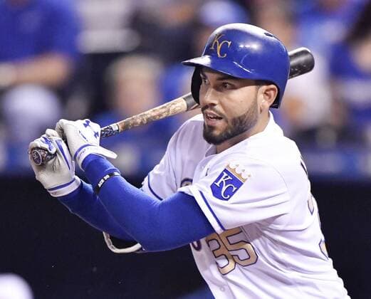 September 29, 2017 - Kansas City, MO, USA - The Kansas City Royals Eric Hosmer follows through on an RBI single to score Melky Cabrera in the first inning against the Arizona Diamondbacks at Kauffman Stadium in Kansas City, Mo., on Friday, Sept. 29, 2017. Arizona at Kansas City - ZUMAm67_ 20170929_zaf_m67_020 Copyright: xJohnxSleezerx