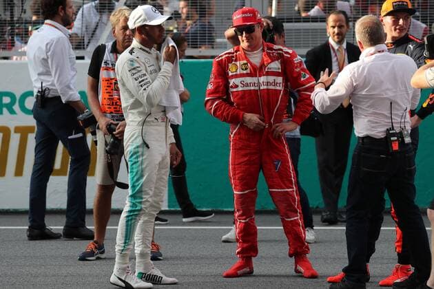 30.09.2017 - Qualifying, Lewis Hamilton (GBR) Mercedes AMG F1 W08 pole position and Kimi Raikkonen (FIN) Scuderia Ferrari SF70H 2nd place Malaysian Grand Prix, Sepang 28 September - 1 October 2017 30.09.2017 - Qualifying, Lewis Hamilton (GBR) Mercedes AMG F1 W08 pole position and Kimi Raikkonen (FIN) Scuderia Ferrari SF70H 2nd place 