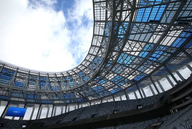 NIZHNY NOVGOROD, RUSSIA - SEPTEMBER 30, 2017: A view of Nizhny Novgorod Stadium, one of the venues of the upcoming 2018 FIFA World Cup WM Weltmeisterschaft Fussball Alexander Ryumin TASS  TS062861