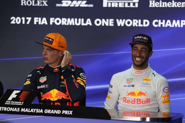 01.10.2017 - Race, press conference PK Pressekonferenz Max Verstappen (NED) Red Bull Racing RB13 and Daniel Ricciardo (AUS) Red Bull Racing RB13 Malaysian Grand Prix, Sepang 28 September - 1 October 2017 01.10.2017 - Race, Press conference, Max Verstappen (NED) Red Bull Racing RB13 and Daniel Ricciardo (AUS) Red Bull Racing RB13 