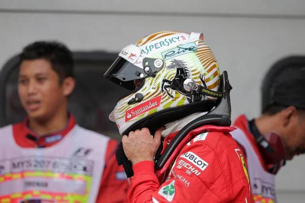 01.10.2017 - Race, Sebastian Vettel (GER) Scuderia Ferrari SF70H Malaysian Grand Prix, Sepang 28 September - 1 October 2017 01.10.2017 - Race, Sebastian Vettel (GER) Scuderia Ferrari SF70H 