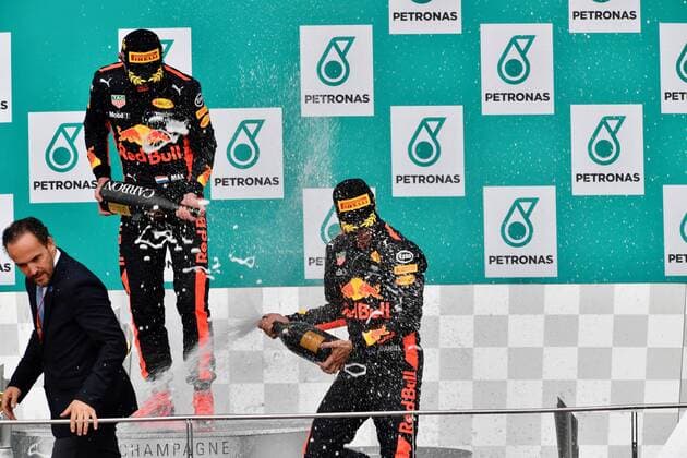 Daniel Ricciardo (AUS 3), Red Bull Racing, Max Verstappen (NEL 33), Red Bull Racing, Grosser Preis von Malaysia 2017, Rennen, Motorsport, Formel 1, 01.10.2017, Kuala Lumpur Copyright: xAndre Eibner-Pressefotox EP_JAE