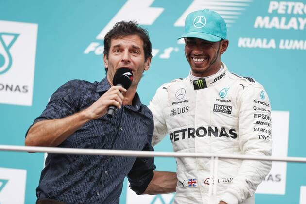 Motorsports: FIA Formula One World Championship WM Weltmeisterschaft 2017, Grand Prix of Malaysia, Mark Webber (AUS), 44 Lewis Hamilton (GBR, Mercedes AMG Petronas F1 Team), Sepang Malaysia