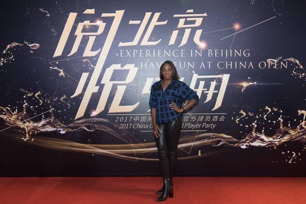 BEIJING, CHINA - OCTOBER 01: Sloane Stephens of USA poses on the red carpet of the 2017 China Open Player Party at Beijing Olympic Tower on October 1, 2017 in Beijing, China.  Copyright: xVCGx CFP111128857190 