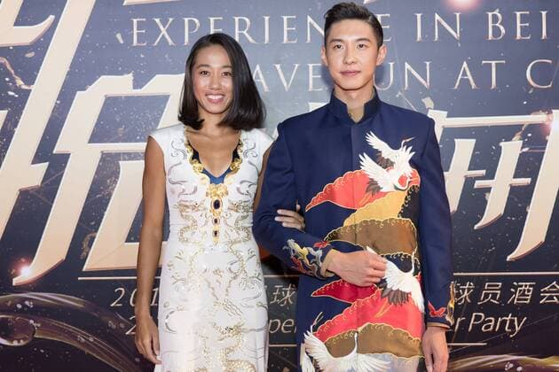 BEIJING, CHINA - OCTOBER 01: Zhang Shuai (L) of China poses on the red carpet of the 2017 China Open Player Party at Beijing Olympic Tower on October 1, 2017 in Beijing, China.  Copyright: xVCGx CFP111128857262 