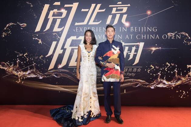 BEIJING, CHINA - OCTOBER 01: Zhang Shuai (L) of China poses on the red carpet of the 2017 China Open Player Party at Beijing Olympic Tower on October 1, 2017 in Beijing, China.  Copyright: xVCGx CFP111128857263 