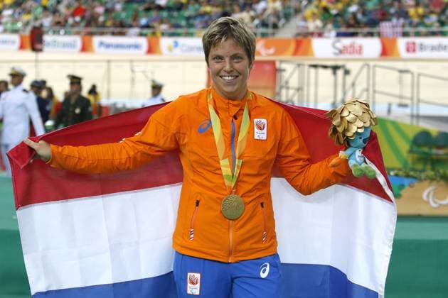 RIO DE JANEIRO , 10-09-2016 , Paralympische Zomerspelen 2016 , baanwielrennen , vrouwen, 500 meter tijdrit C1-3, finale , Alyda Norbruis wint goud in een nieuw wereldrecord PS 2016 Baanwielrennen 10-09-2016