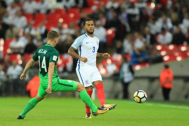 5th October 2017, Wembley Stadium, London, England; FIFA World Cup WM Weltmeisterschaft Fussball Qualification, England versus Slovenia; Ryan Bertrand of England curls the ball round Roman Bezjak of Slovenia  ActionPlus11937821