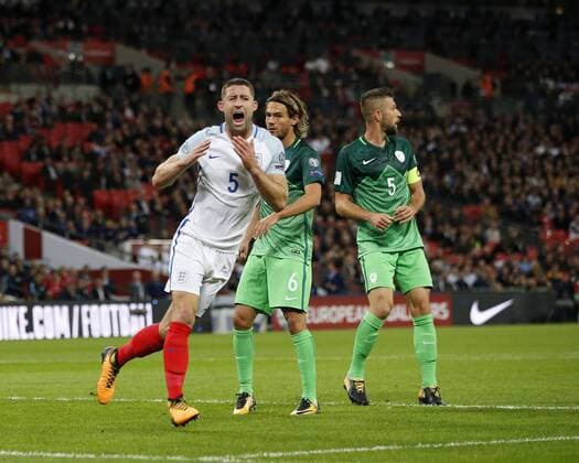 England s Gary Cahill looks on dejected after a missed chance during the world cup qualifying match at Wembley Stadium, London. Picture date 5th October 2017. Picture credit should read: David Klein Sportimage EDITORIAL USE ONLY. No use with unauthorised audio, video, data, fixture lists, club league logos or live services. Online in-match use limited to 120 images, no video emulation. No use in betting, games or single club league player publications.