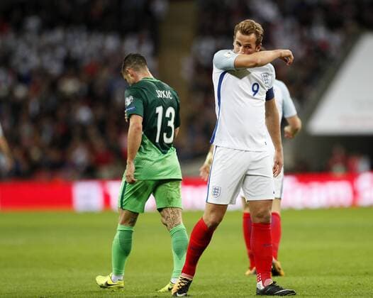 England s Harry Kane looks on dejected during the world cup qualifying match at Wembley Stadium, London. Picture date 5th October 2017. Picture credit should read: David Klein Sportimage EDITORIAL USE ONLY. No use with unauthorised audio, video, data, fixture lists, club league logos or live services. Online in-match use limited to 120 images, no video emulation. No use in betting, games or single club league player publications.