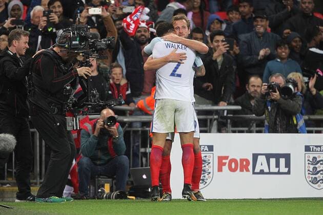 England v Slovenia 2018 FIFA World Cup WM Weltmeisterschaft Fussball Qualifying Harry Kane of England celebrates scoring his sides 1st goal during the 2018 FIFA World Cup Qualifying match at Wembley Stadium, London, UK. Content Not Available For UK Newspapers Copyright: xPaulxChestertonx FIL-10770-0032