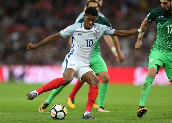 5th October 2017, Wembley Stadium, London, England; FIFA World Cup WM Weltmeisterschaft Fussball Qualification, England versus Slovenia; Marcus Rashford of England on the ball  ActionPlus11937883