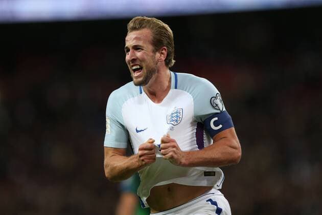 5th October 2017, Wembley Stadium, London, England; FIFA World Cup WM Weltmeisterschaft Fussball Qualification, England versus Slovenia; Harry Kane, the England captain celebrates after scoring his sides 1st goal in the 2nd half extra time to make it 1-0  ActionPlus11937891