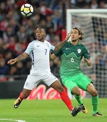 England v Slovenia 2018 FIFA World Cup WM Weltmeisterschaft Fussball Qualifying Raheem Sterling of England and Rene Krhin of Slovenia in action during the 2018 FIFA World Cup Qualifying match at Wembley Stadium, London, UK. Content Not Available For UK Newspapers Copyright: xPaulxChestertonx FIL-10770-0041
