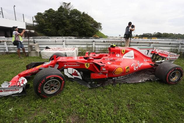 07.10.2017- free practice 3, Kimi Raikkonen (FIN) Scuderia Ferrari SF70H after the crash Japanese Grand Prix, Suzuka 05 - 08 October 2017 07.10.2017- free practice 3, Kimi Raikkonen (FIN) Scuderia Ferrari SF70H after the crash 