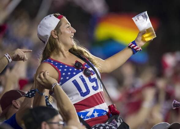 ORLANDO, FL - OCTOBER 06: USA fan during the World Cup Qualifier soccer match between the USA Mens national team Nationalteam and Panama National Team on September 6, 2017 at Orlando City Stadium in Orlando, FL. (Photo by Andrew Bershaw Icon Sportswire) SOCCER: OCT 06 USA v Panama Icon80391402 EDITORIAL USE ONLY