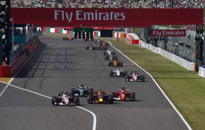 Motorsports: FIA Formula One World Championship WM Weltmeisterschaft 2017, Grand Prix of Japan, 31 Esteban Ocon (Sahara Force India F1 Team), 3 Daniel Ricciardo (AUS, Red Bull Racing), Suzuka Japan