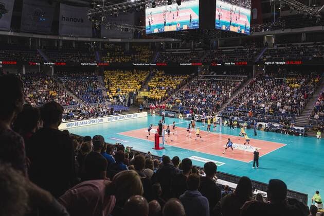 Hannover, Deutschland, 08.10.2017: TUI Arena Hannover beim Spiel zwischen SSC Palmberg Schwerin und Allianz MTV Stuttgart beim Volleyball Supercup 2017.