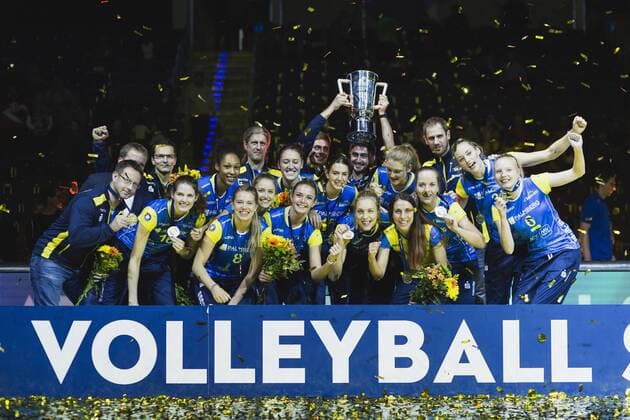 Hannover, Deutschland, 08.10.2017: SSC Palmberg Schwerin gewinnt den Volleyball Supercup 2017.