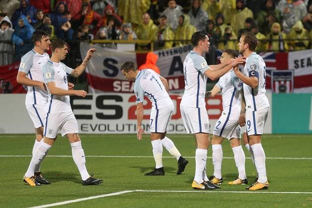Lithuania v England 2018 FIFA World Cup WM Weltmeisterschaft Fussball Qualifying Harry Kane of England celebrates scoring his sides 1st goal from the penalty spot during the 2018 FIFA World Cup Qualifying match at LFF Stadium, Vilnius Content Not Available For UK Newspapers Copyright: xPaulxChestertonx FIL-10791-0055