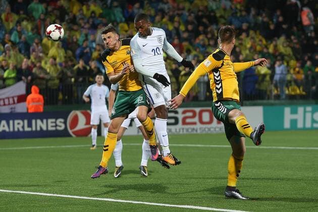 Lithuania v England 2018 FIFA World Cup WM Weltmeisterschaft Fussball Qualifying Daniel Sturridge of England heads for goal during the 2018 FIFA World Cup Qualifying match at LFF Stadium, Vilnius Content Not Available For UK Newspapers Copyright: xPaulxChestertonx FIL-10791-0092