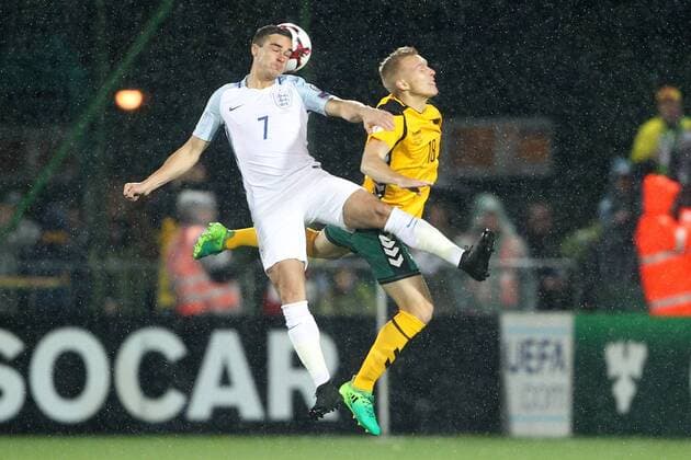 Lithuania v England 2018 FIFA World Cup WM Weltmeisterschaft Fussball Qualifying Harry Winks of England and Ovidijus Verbickas of Lithuania in action during the 2018 FIFA World Cup Qualifying match at LFF Stadium, Vilnius Content Not Available For UK Newspapers Copyright: xPaulxChestertonx FIL-10791-0112