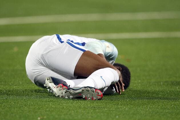 Lithuania v England 2018 FIFA World Cup WM Weltmeisterschaft Fussball Qualifying Marcus Rashford of England lies injured during the 2018 FIFA World Cup Qualifying match at LFF Stadium, Vilnius Content Not Available For UK Newspapers Copyright: xPaulxChestertonx FIL-10791-0155