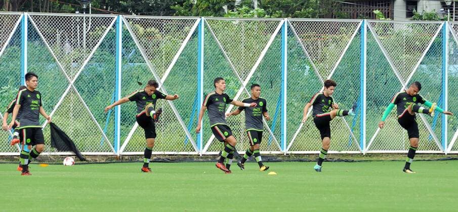 Kolkata: Mexico football team practice session Players of the Mexico football team during a practice session ahead of their second match at FIFA U 17 World Cup India 2017.  SaikatxPaulx xPacificxPress