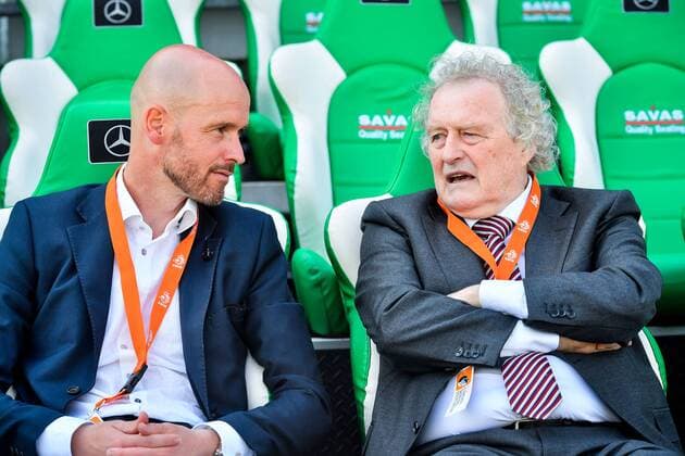 ZWOLLE, Trainerscongres, Voetbal, IJsseldelta Stadion, Seizoen 2015 2016, 06-05-2016, Erik ten Hag en Wim Jansen. Trainerscongres