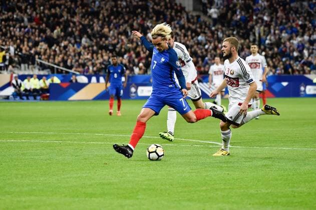 But et joie Antoine Griezmann fr FOOTBALL France vs Bielorussie Match de Qualification Coupe du Monde 2018 St Denis 10 10 2017 ThierryBreton Panoramic 