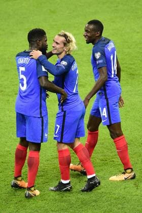 joie des joueurs de l equipe de France apres le but de Antoine Griezmann France FOOTBALL France vs Bielorussie Qualifications St Denis 10 10 2017 JBAutissier Panoramic 