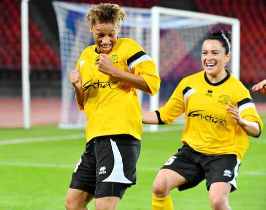 11.10.2017 Zuerich,Schweiz Fussball Frauen Saison 2017 2018 Womens Champions League FC Zuerich - Gintra Universitetas (LTU) Bild zeigt Torschuetzin Zenatha Coleman (Gintra) jubelt (FCZ) Aktion Jubel